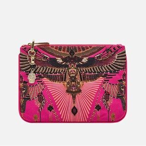 CAMILLA “Song of the Scarab” pink Egyptian motif coin mini bag clutch pouch sac